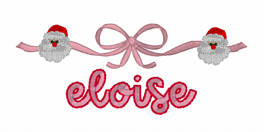 Santa Bow & Name Embroidery Design