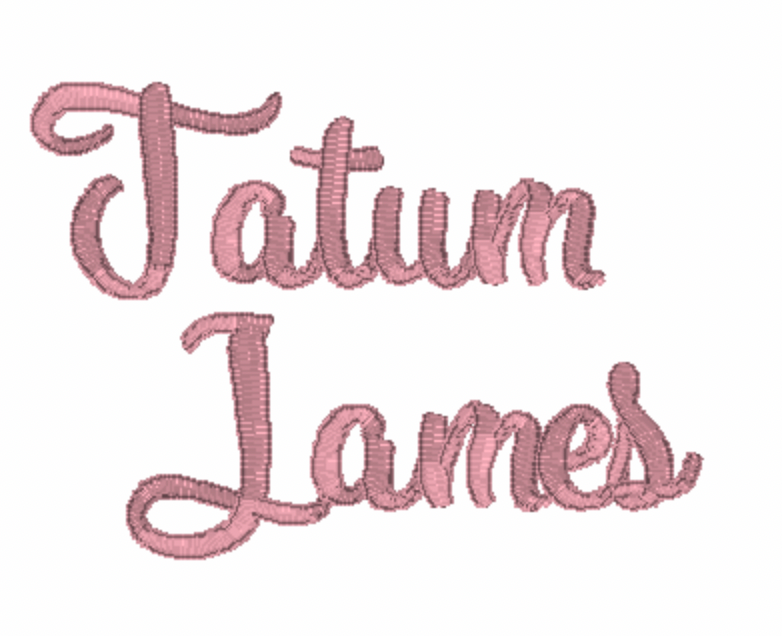 Tate Script Embroidery Design