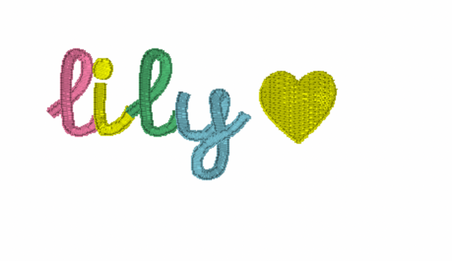 Colorful Name & Heart Embroidery Design
