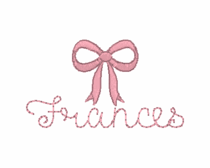 Bow & Name Embroidery Design
