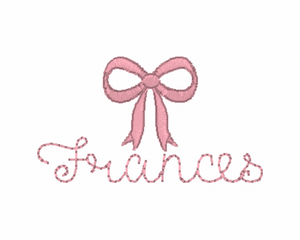 Bow & Name Embroidery Design
