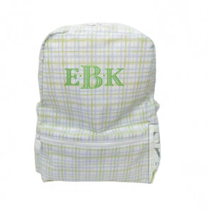 Green and Blue Plaid Gingham Backpack