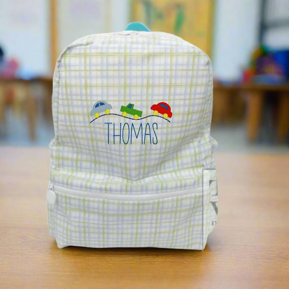 Green and Blue Plaid Gingham Backpack