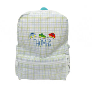 Green and Blue Plaid Gingham Backpack