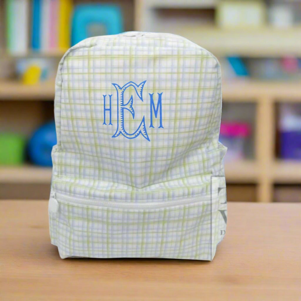 Green and Blue Plaid Gingham Backpack