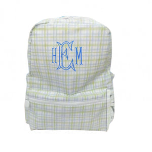 Green and Blue Plaid Gingham Backpack
