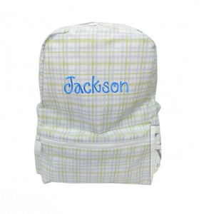 Green and Blue Plaid Gingham Backpack