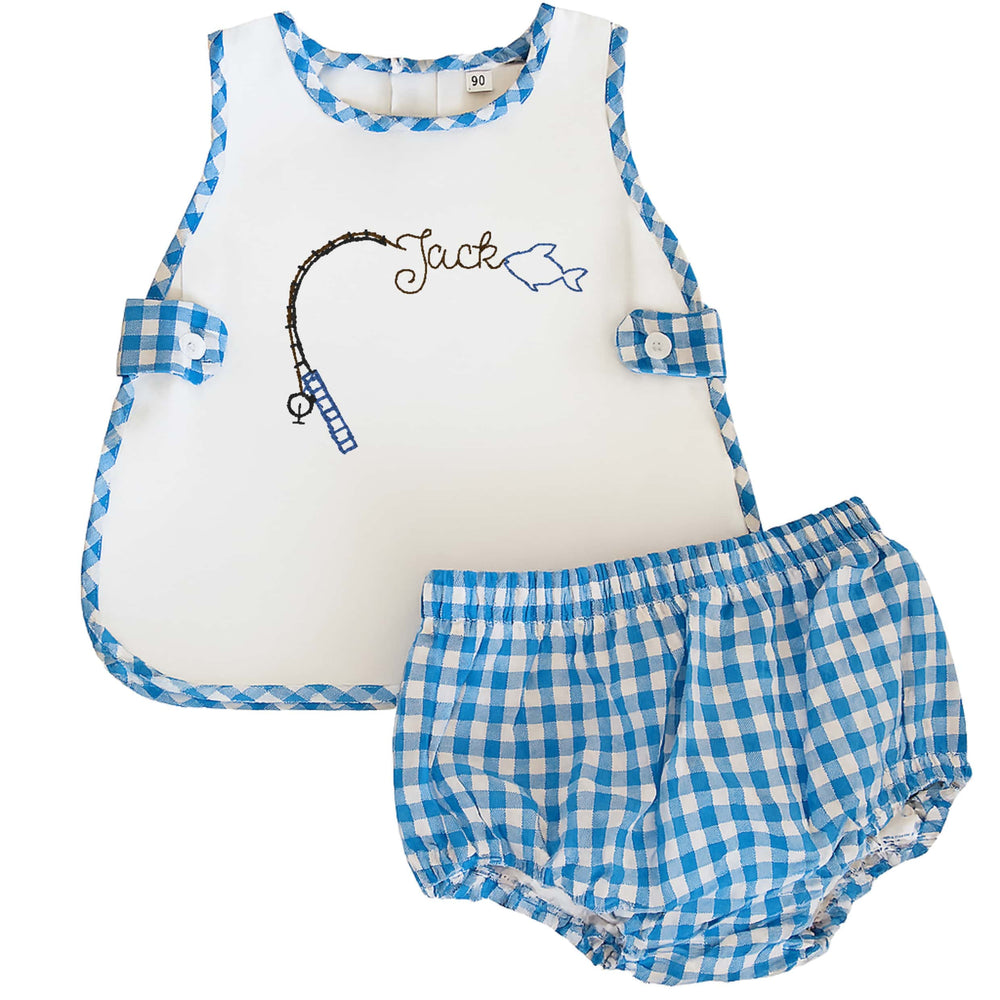 Blue Gingham Bloomer Set