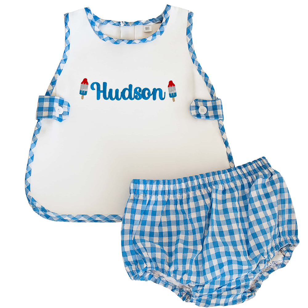 Blue Gingham Bloomer Set