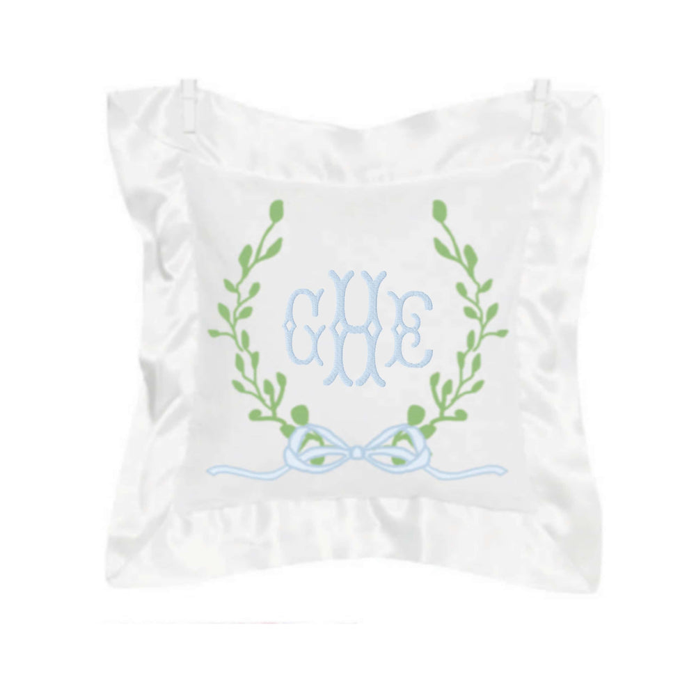 White & Blue Satin Pillow