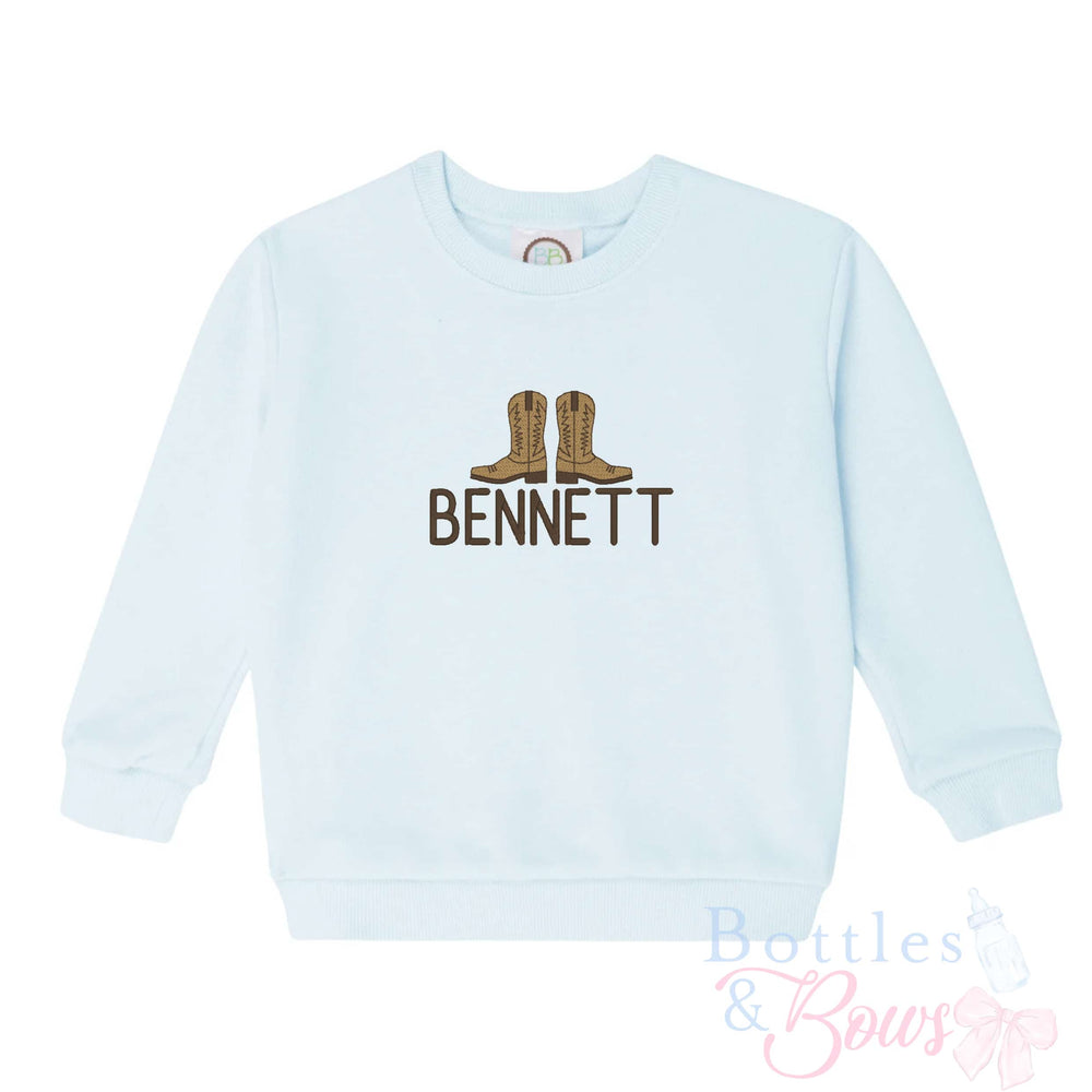 Light Blue Embroidered Sweatshirt