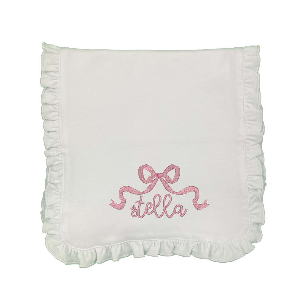 Bow Frame Embroidered Burp Cloth