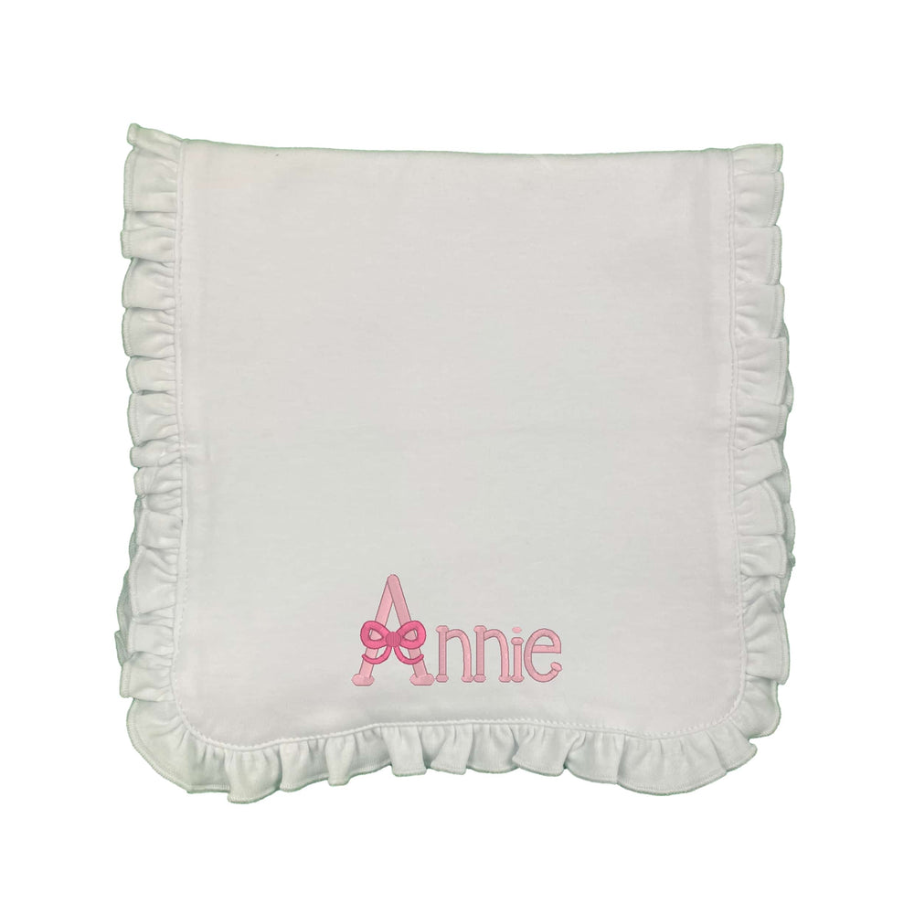 Bow Name Embroidered Burp Cloth