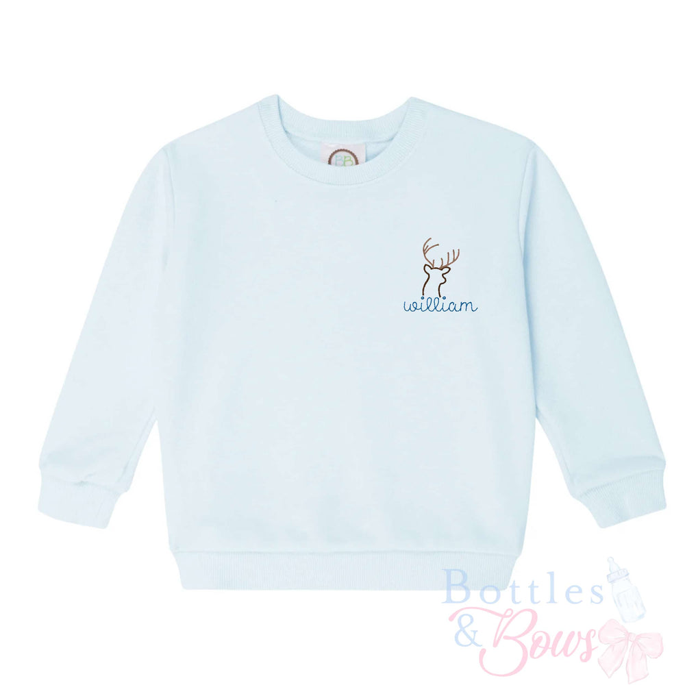 Light Blue Embroidered Sweatshirt