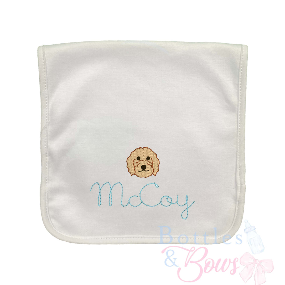 Doodle Embroidered Burp Cloth