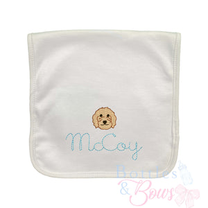 Doodle Embroidered Burp Cloth