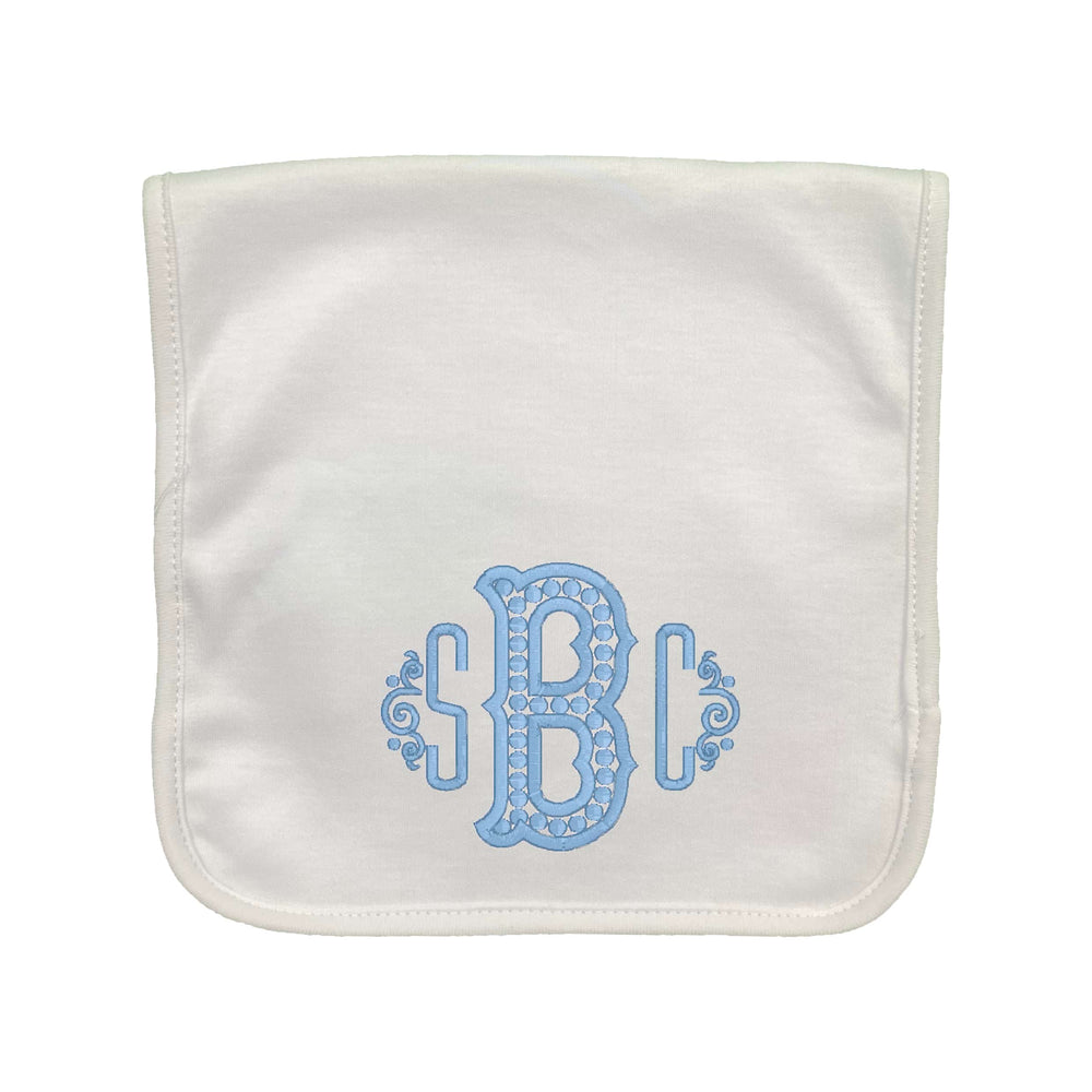 Dotted Initial Embroidered Burp Cloth