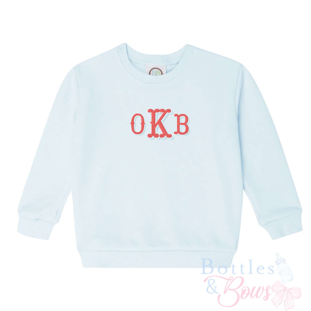 Light Blue Embroidered Sweatshirt