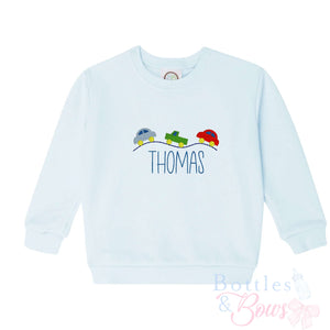 Light Blue Embroidered Sweatshirt