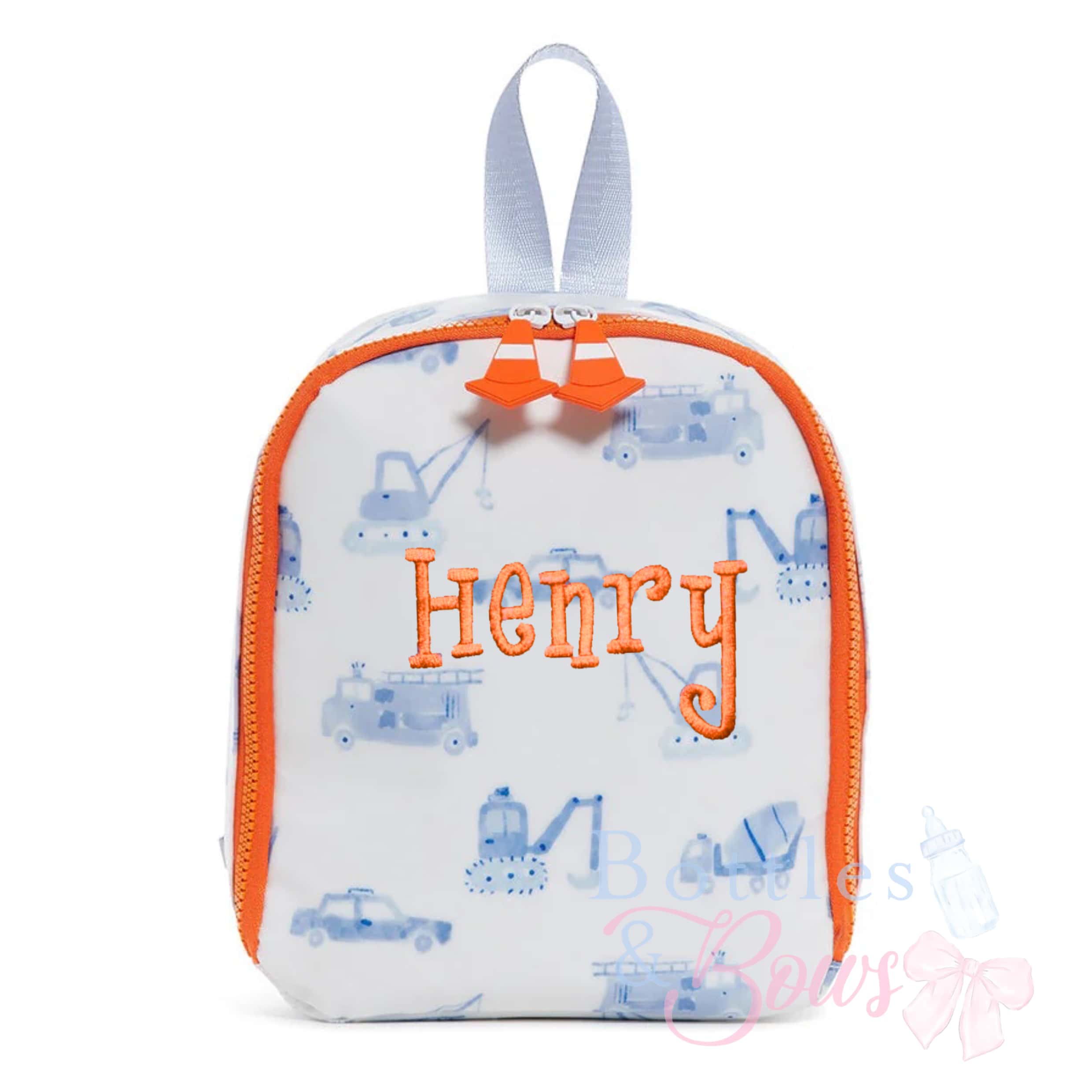 Construction Print Embroidered Lunchbox