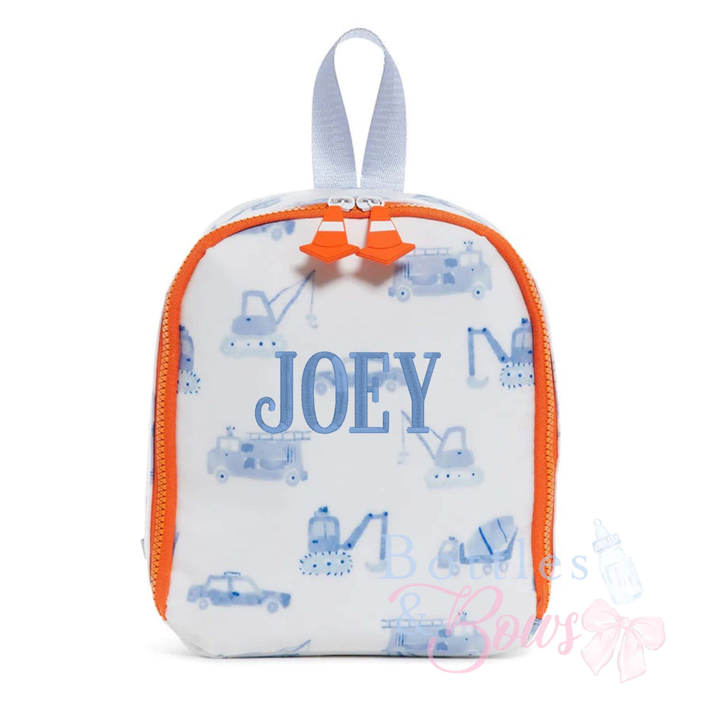 Construction Print Embroidered Lunchbox