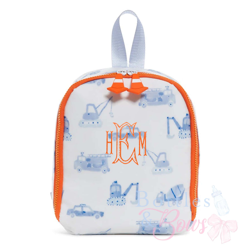 Construction Print Embroidered Lunchbox