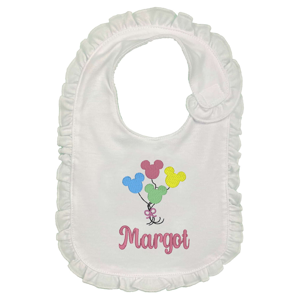 Mouse Balloons Embroidered Bib