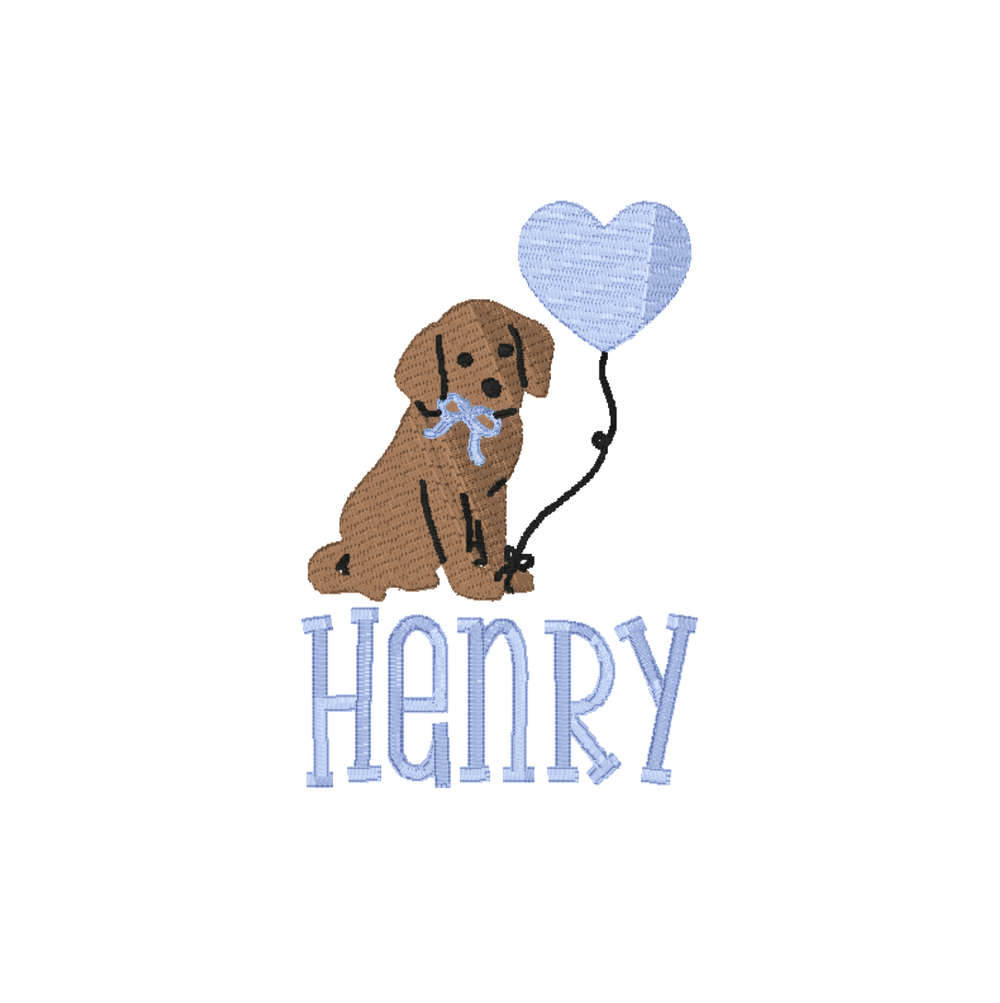 Dog & Balloon Embroidery Design