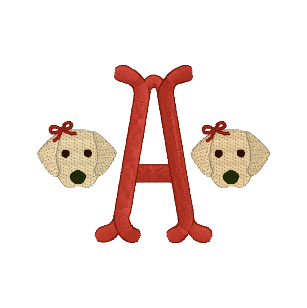 Girl Puppies Embroidery Design