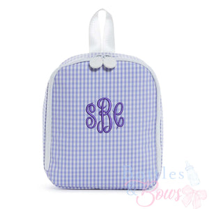 Lilac Gingham Embroidered Lunchbox