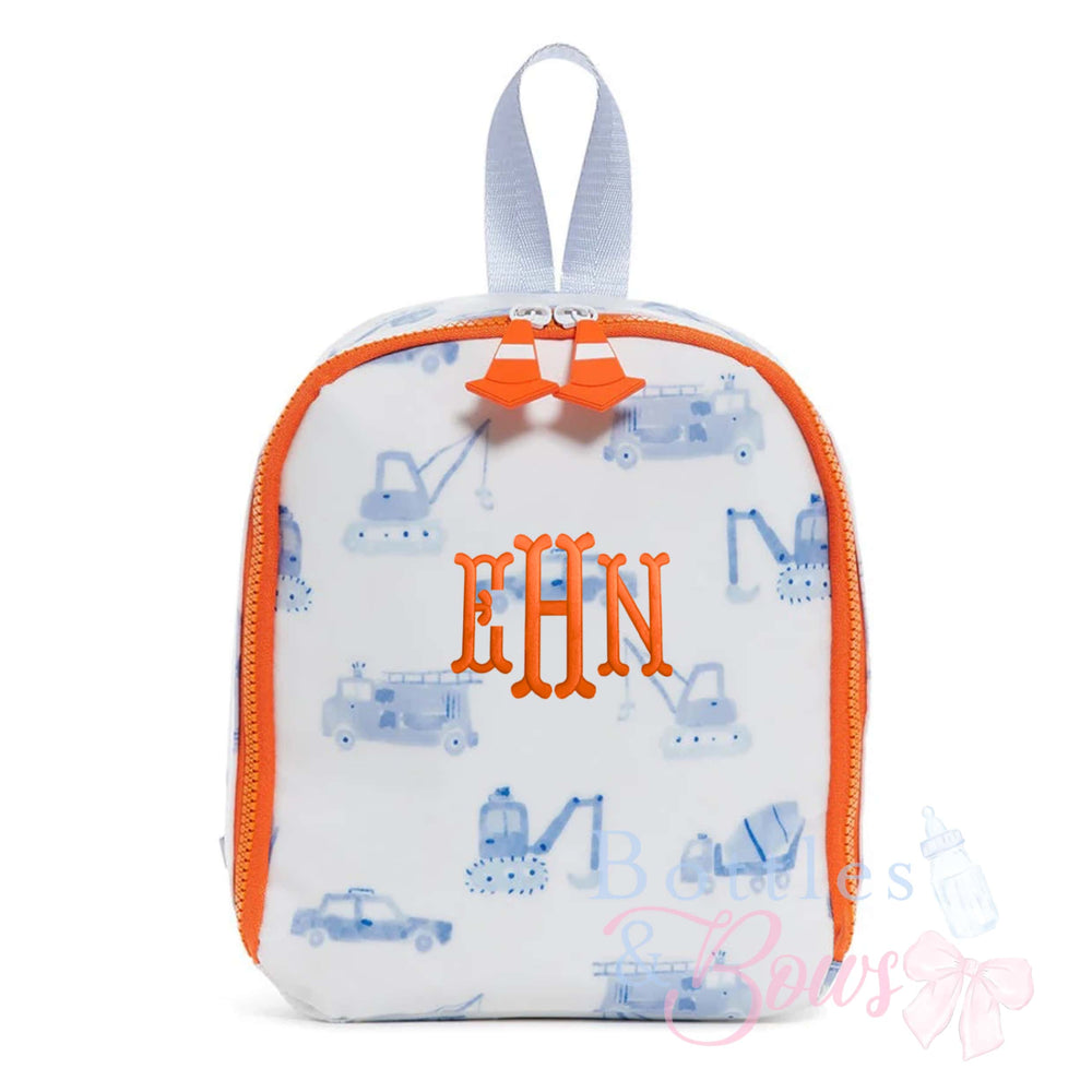 Construction Print Embroidered Lunchbox