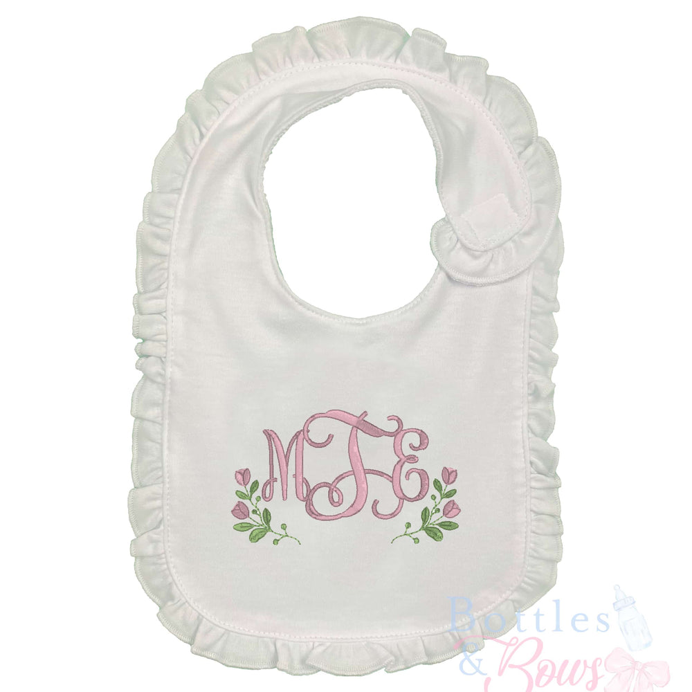 Floral Initials Embroidered Bib