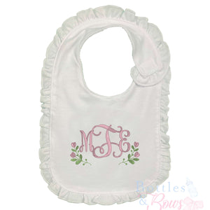 Floral Initials Embroidered Bib