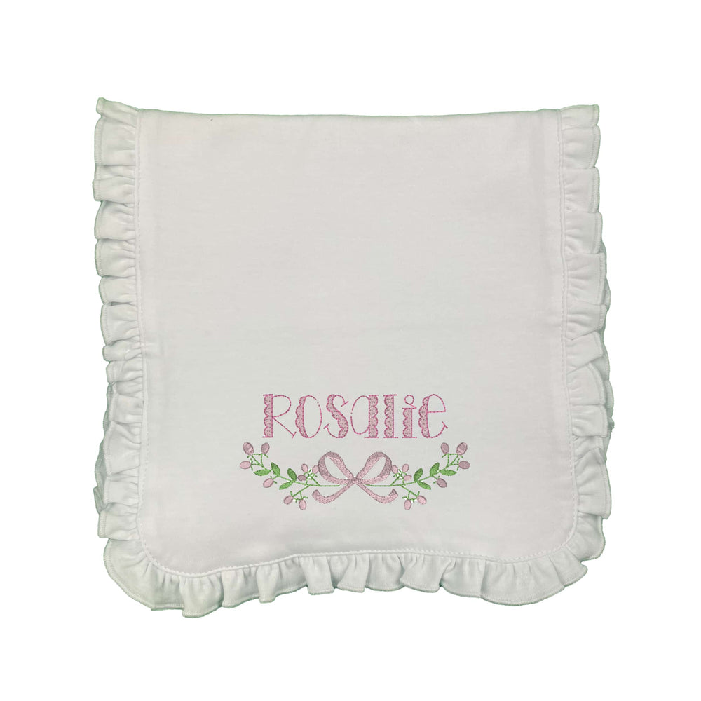 Floral Frame Embroidered Burp Cloth