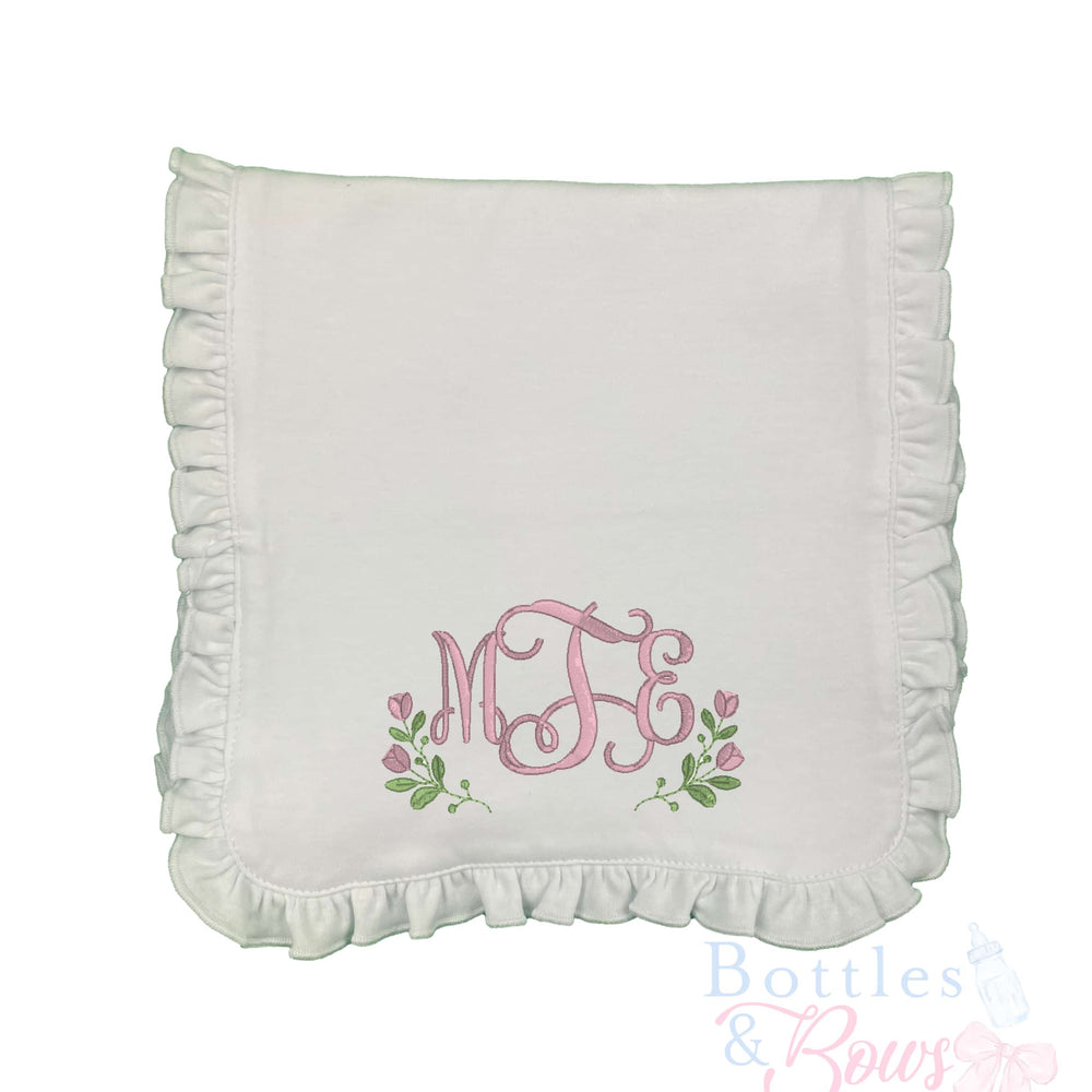 Floral Initials Embroidered Burp Cloth