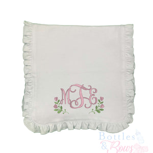 Floral Initials Embroidered Burp Cloth