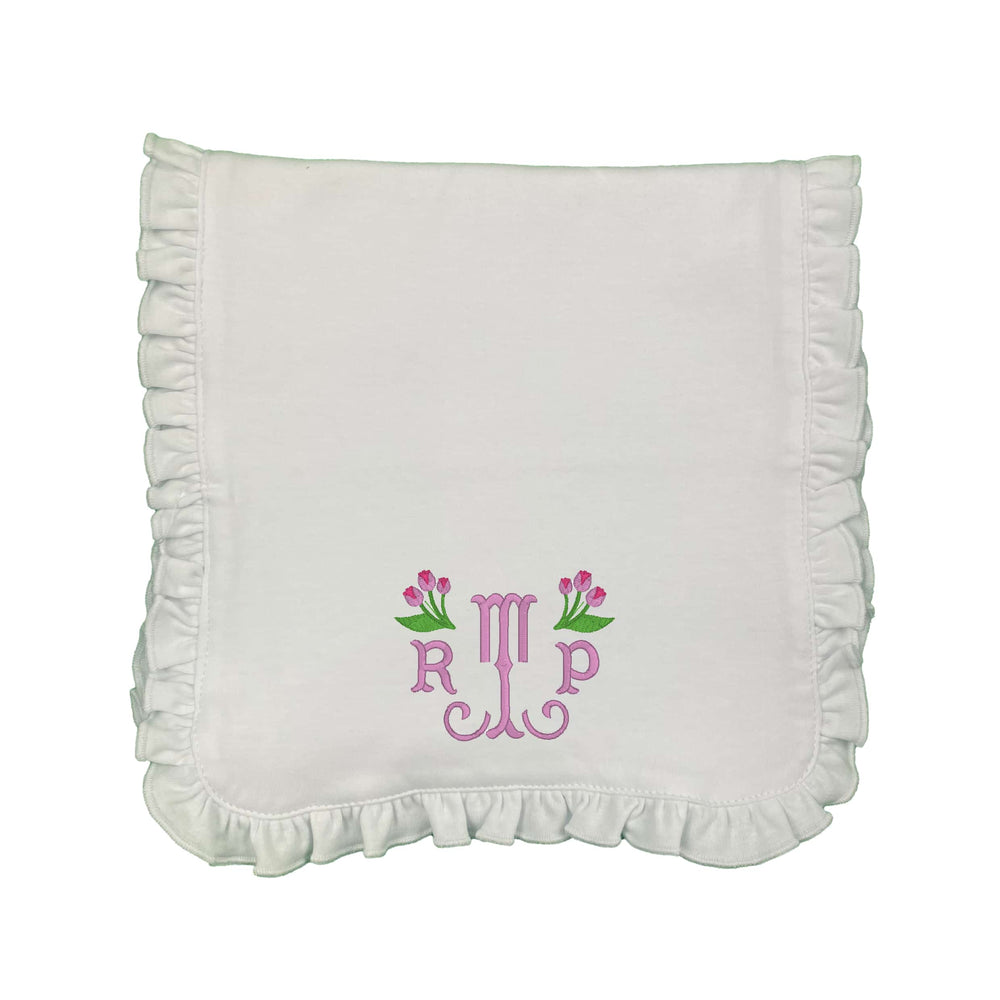 Initials & Flowers Embroidered Burp Cloth