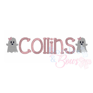 Ghost & Name Embroidery Design