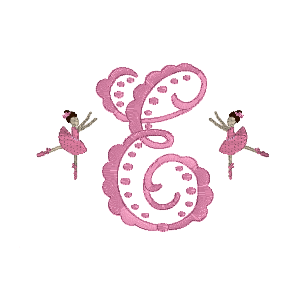 Ballerina Initial Embroidery Design