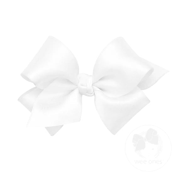 Small Satin Bow - White