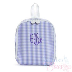 Lilac Gingham Embroidered Lunchbox