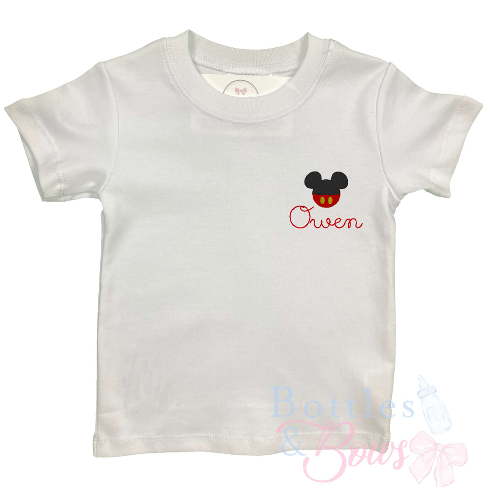 Mouse Pocket Name Embroidered Shirt