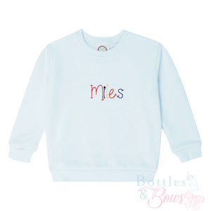 Light Blue Embroidered Sweatshirt