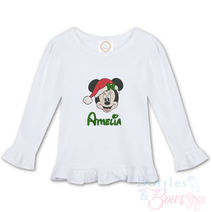 Christmas Mouse Embroidered Shirt