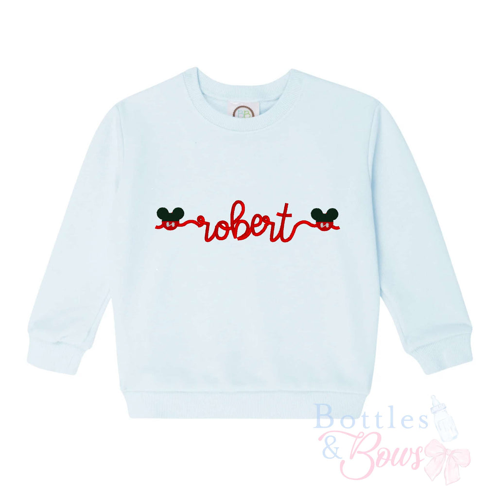 Light Blue Embroidered Sweatshirt