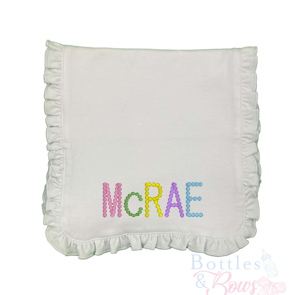 Colorful Embroidered Name Burp Cloth