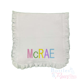 Colorful Embroidered Name Burp Cloth