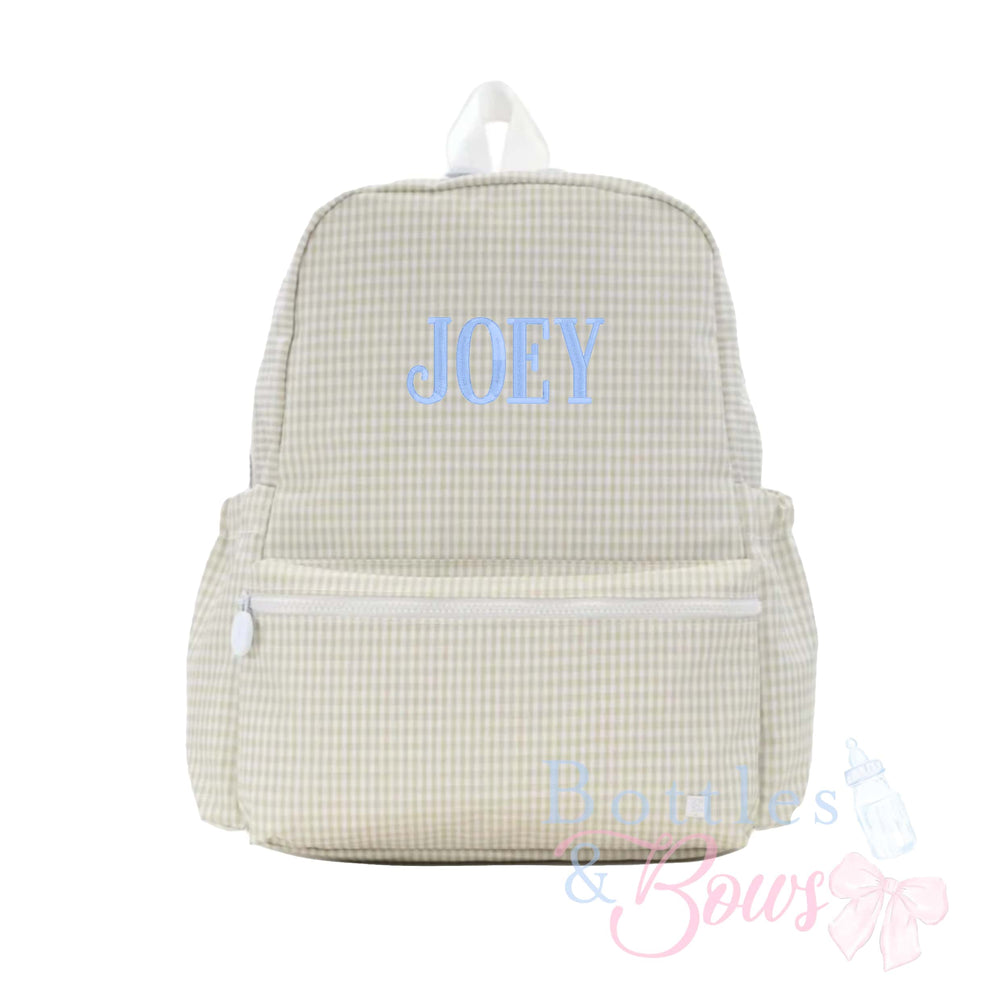 Pearl Grey Embroidered Backpack