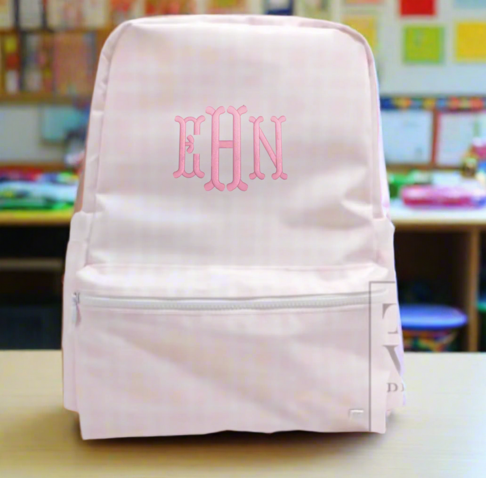 Pink Plaid Gingham Backpack