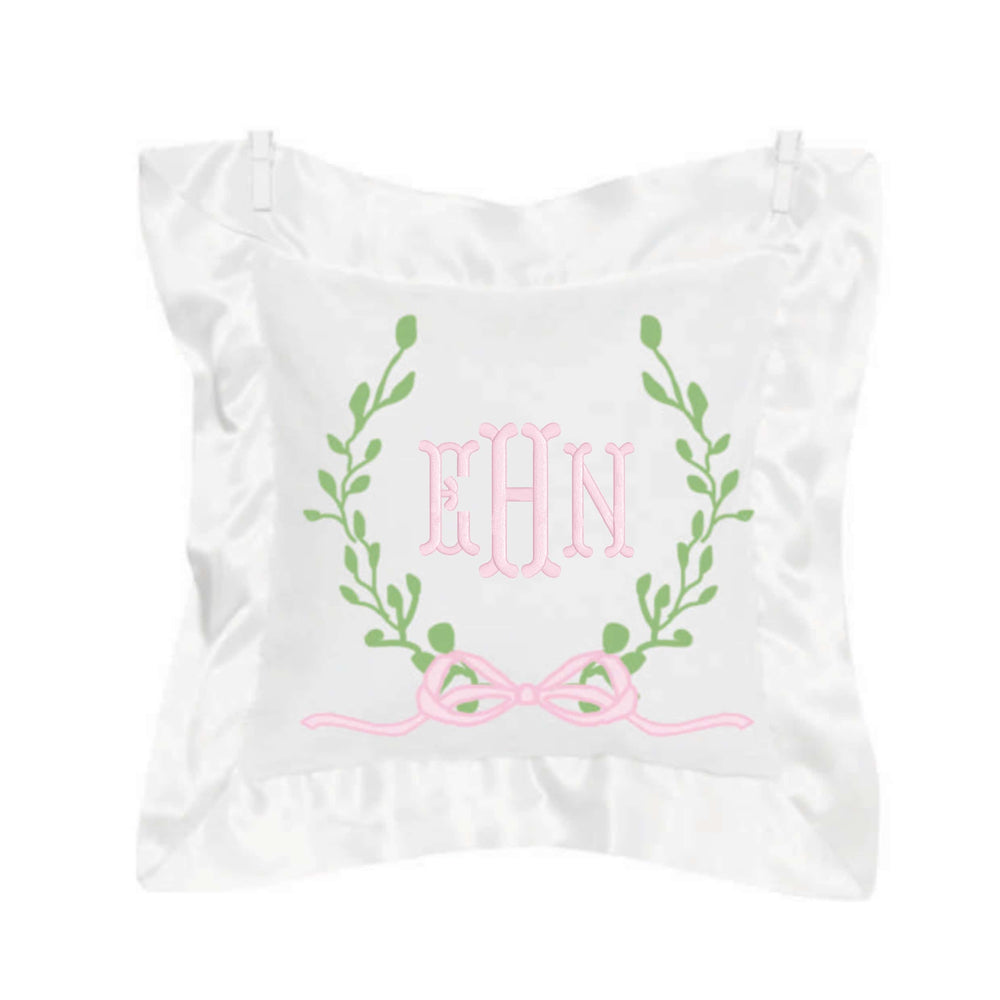 White & Pink Satin Pillow